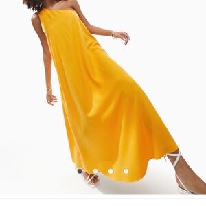 ASOS DESIGN knot one shoulder midi dress in tangerine